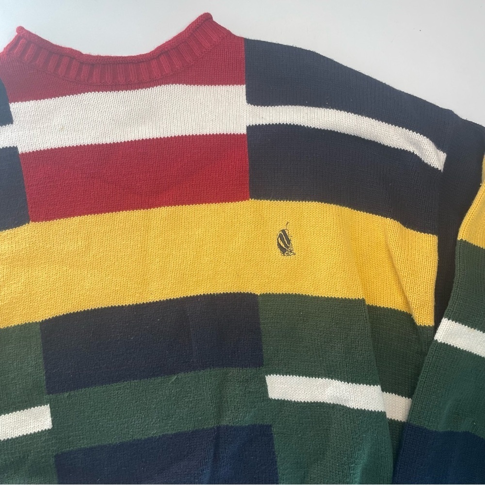 Nautica Large Men’s Retro Sweater 100% Cotton Red White Blue PRELOVED - Picture 9 of 15